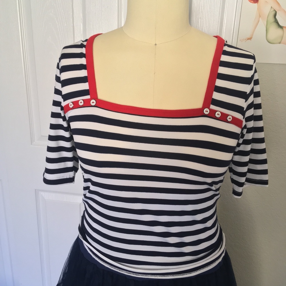 Lindy Bop Ahoy There! Nautical Knit Pinup Top
